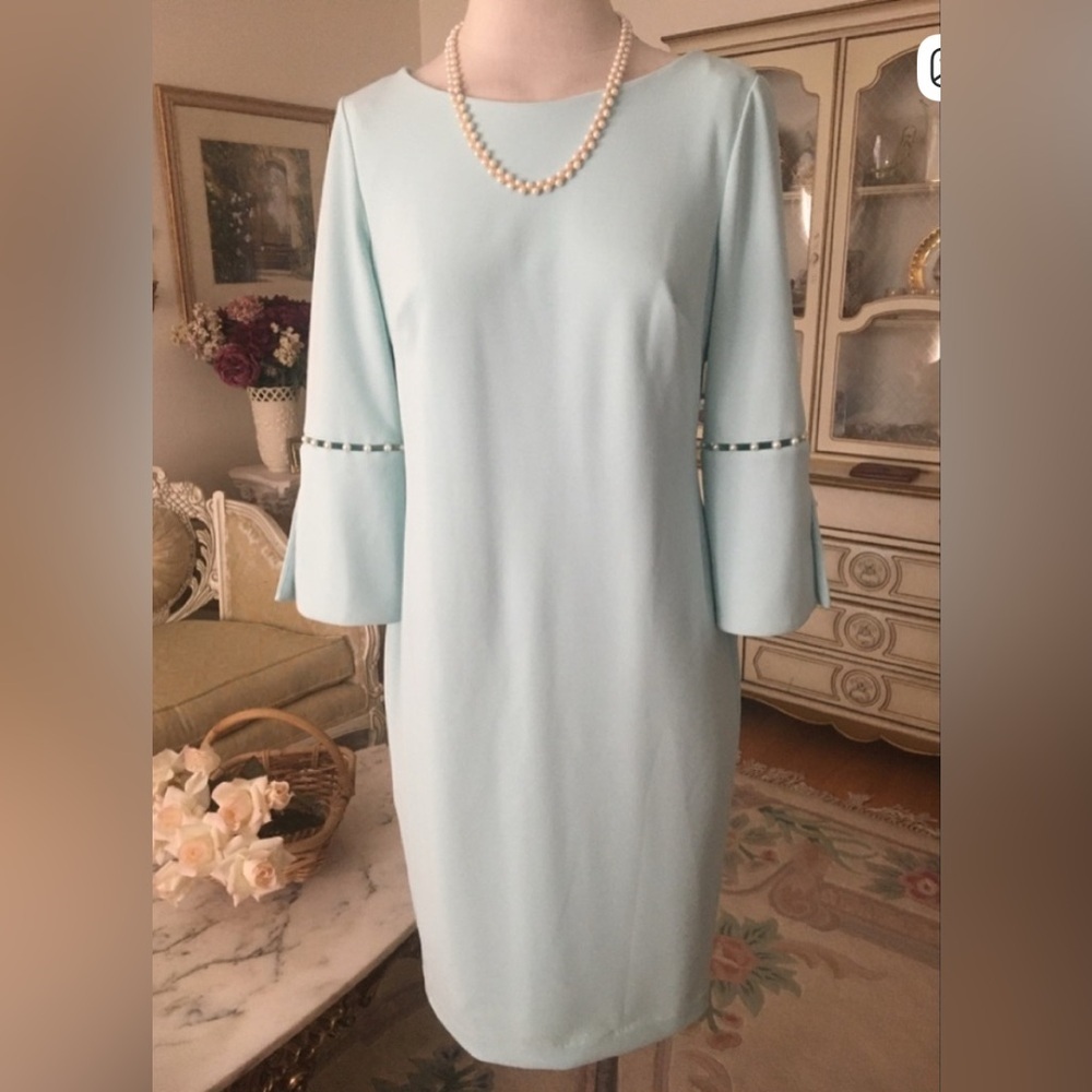 👗 Calvin Klein Elegant pastel Light aqua green / blue Dress